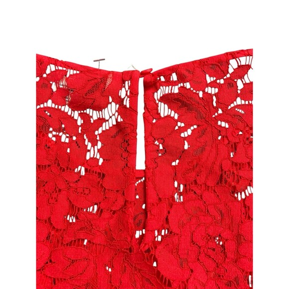 Diane von Furstenberg Red Lace Long Sleeve Blouse Top Women’s 14 - Picture 6 of 10